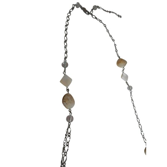 lia sophia Costume Necklace white abstract beads pearls on silver tone 19" drop - Picture 4 of 5